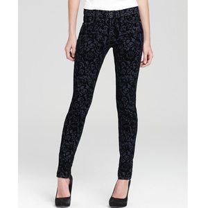J Brand Womens 811 Skinny Leg Jeans Blue Black Floral Brocade size 25